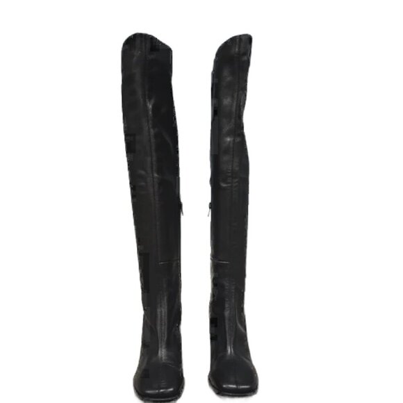 Jeffrey Campbell Black Knee High Leather Boots - Picture 5 of 12